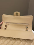 Chanel Classic Quilted Medium Double Flap Beige Claire Caviar