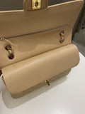 Chanel Classic Quilted Medium Double Flap Beige Claire Caviar