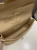 Chanel Classic Quilted Medium Double Flap Beige Claire Caviar