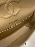 Chanel Classic Quilted Medium Double Flap Beige Claire Caviar