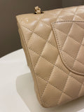 Chanel Classic Quilted Medium Double Flap Beige Claire Caviar