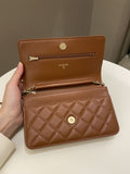 Chanel 23A Cc Quilted Wallet on Chain Tan Brown Stiff Lambskin