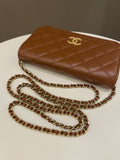 Chanel 23A Cc Quilted Wallet on Chain Tan Brown Stiff Lambskin