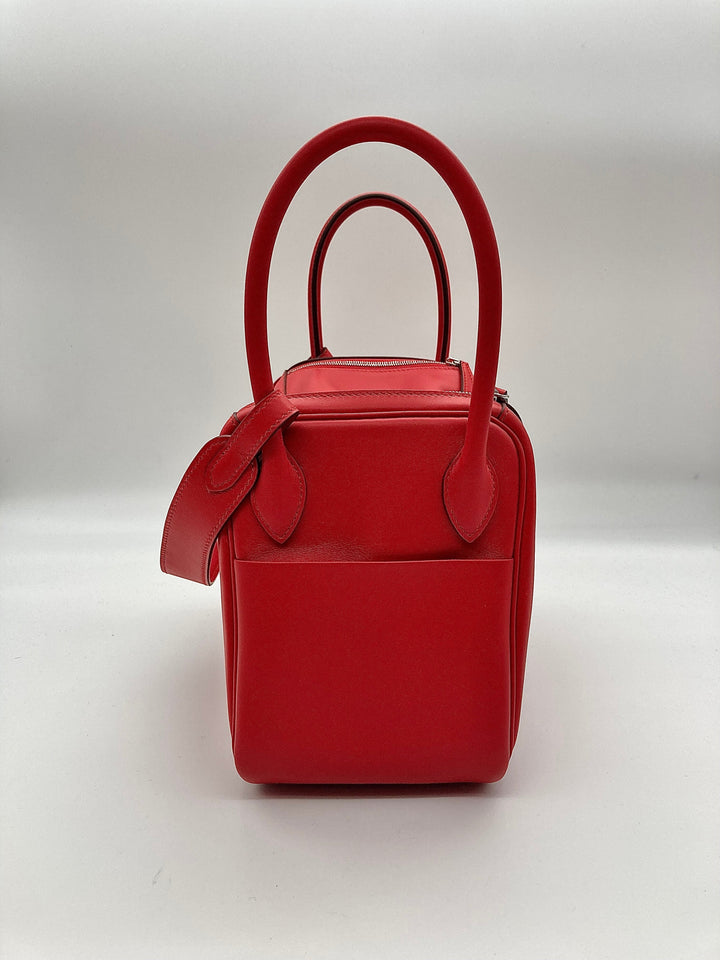 Hermes Lindy 26 Verso Swift Calfskin Rouge de Coeur/Rouge Piment PHW