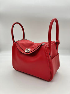 Hermes Lindy 26 Verso Swift Calfskin Rouge de Coeur/Rouge Piment PHW