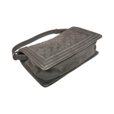 Chanel Boy Medium Grey Suede Ruthenium