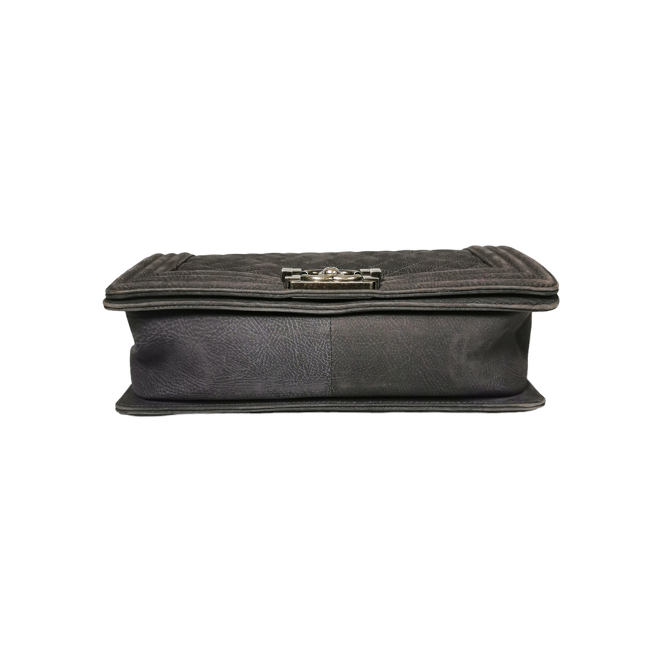 Chanel Boy Medium Grey Suede Ruthenium