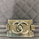 Chanel Boy Medium Grey Suede Ruthenium