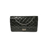 Chanel Reissue 2.55 Maxi Black Patent Leather Ruthenium