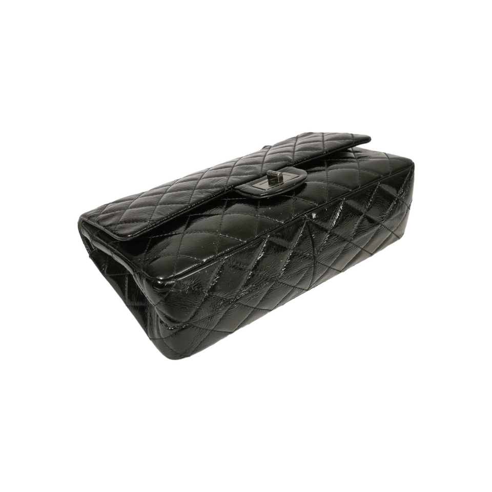 Chanel Reissue 2.55 Maxi Black Patent Leather Ruthenium