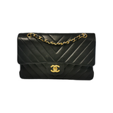 Chanel Classic Double Flap Chevron Black Lambskin Gold