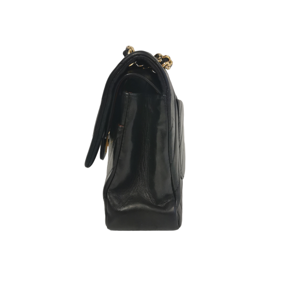 Chanel Classic Double Flap Chevron Black Lambskin Gold