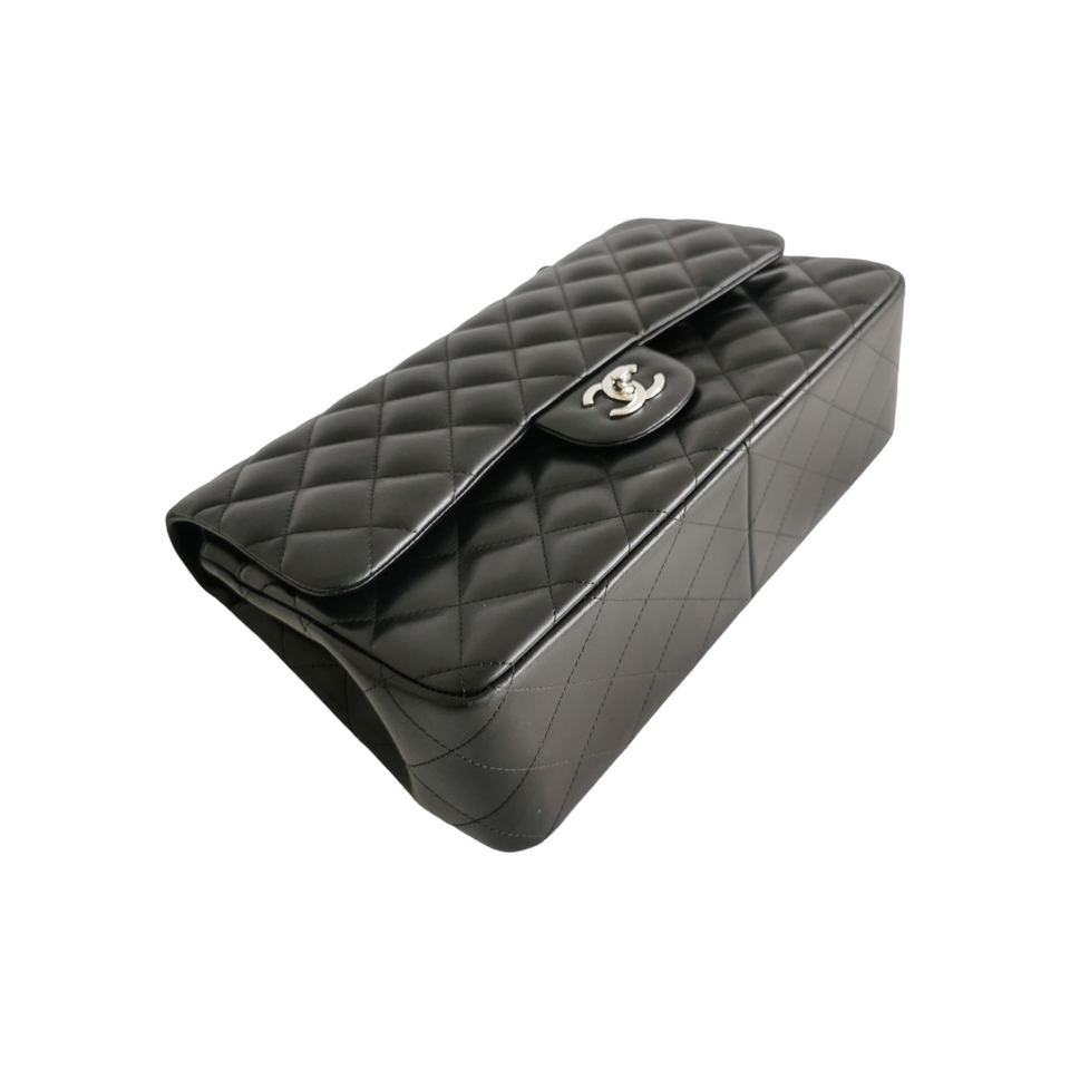 Chanel Classic Double Flap Jumbo Black Lambskin Silver
