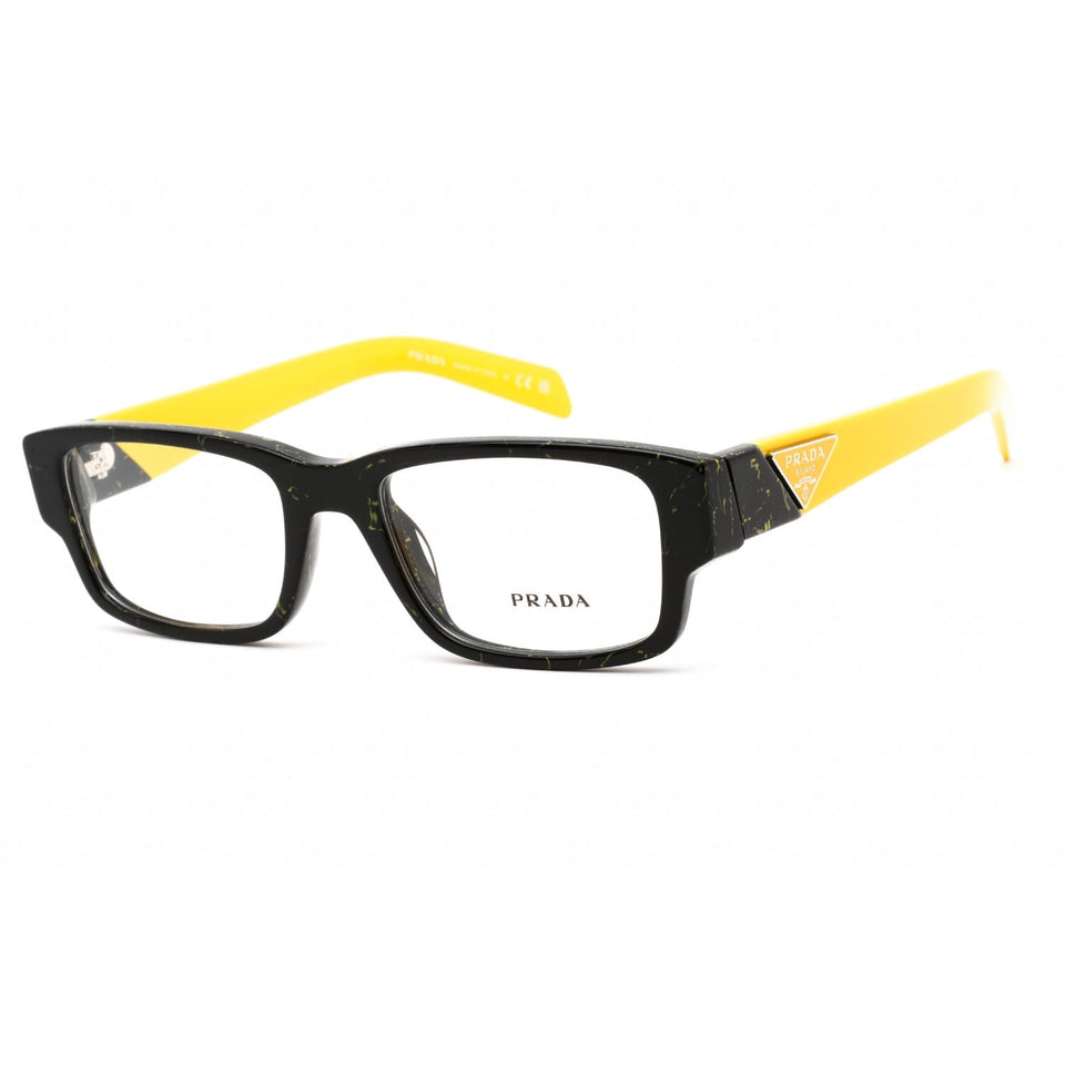 Prada 0PR 07ZV Eyeglasses Black/Yellow Marble / Clear Lens-AmbrogioShoes