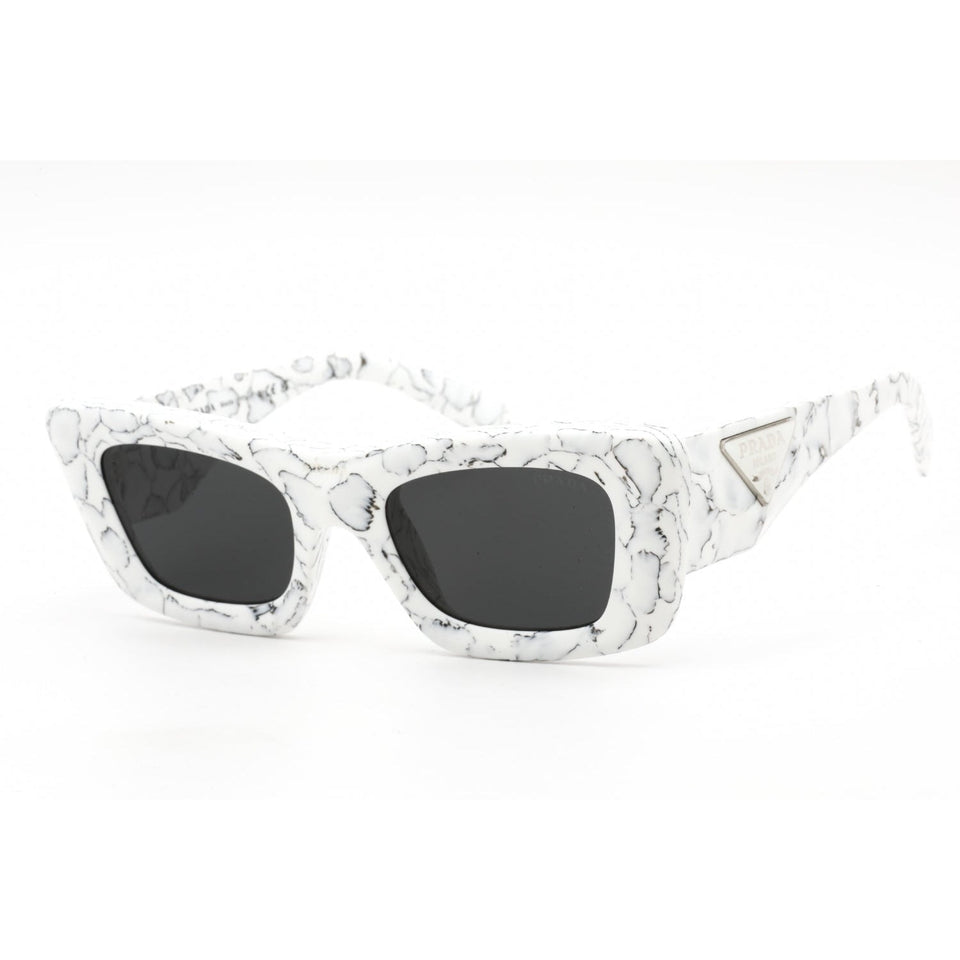 Prada 0PR 13ZS Sunglasses Matte White Marble / Dark Grey-AmbrogioShoes