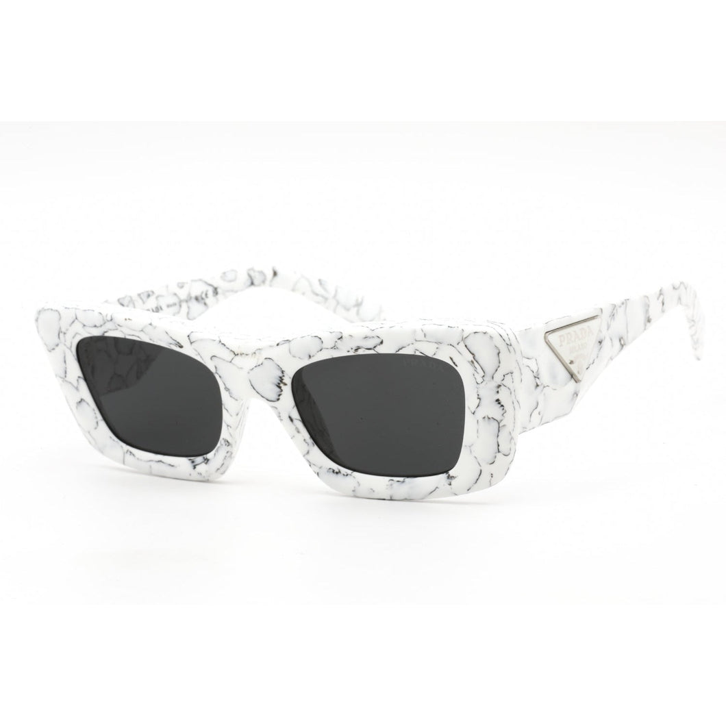 Prada 0PR 13ZS Sunglasses Matte White Marble / Dark Grey-AmbrogioShoes