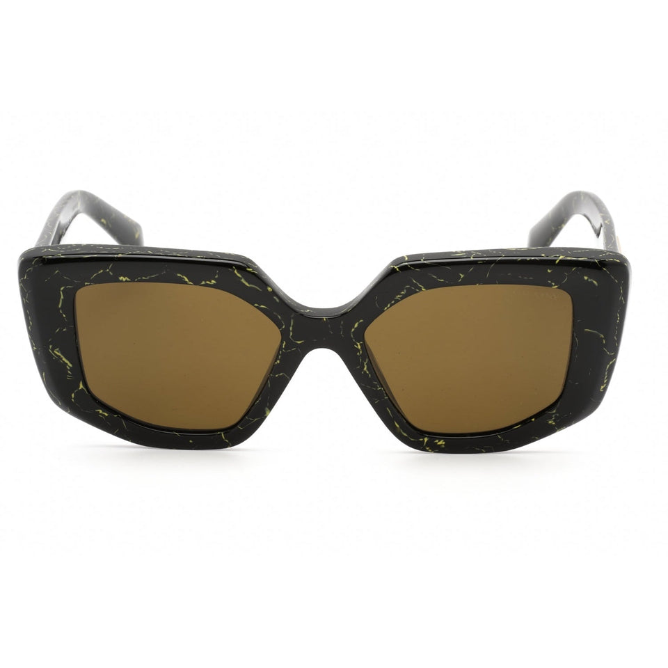Prada   14ZS Sunglasses Black Yellow Marble  / Dark Brown Women's