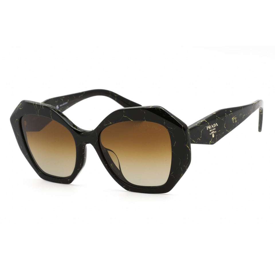 Prada 0PR 16WSF Sunglasses Black Yellow Marble/Polar Brown Gradient-AmbrogioShoes