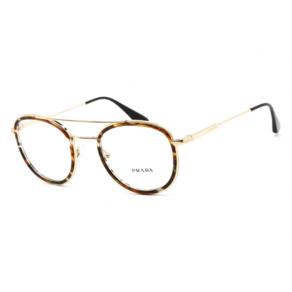 Prada 0PR 66XV Eyeglasses Striped Brown/Pale Gold / Clear demo lens-AmbrogioShoes