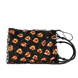 Prada 1BC072 Women's Black & Orange  Fabric / TU Leather Handbag (PR1012)