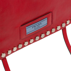 Prada 1BD082-PEO Etiquette Women's Fucoco Red Glace Calf-Skin Leather Shoulder Bag (PR1011)