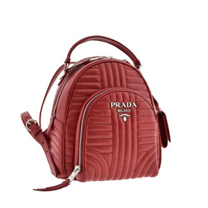 Prada 1BZ030-2D91 Women's Fiery Red Calf-Skin Quilted Leather BackPack (PR1000)