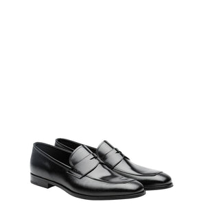 Prada 2DB161-UWU Men's Shoes Black Saffiano / Brushed Calf-Skin Leather Penny Loafers (PRM1028)