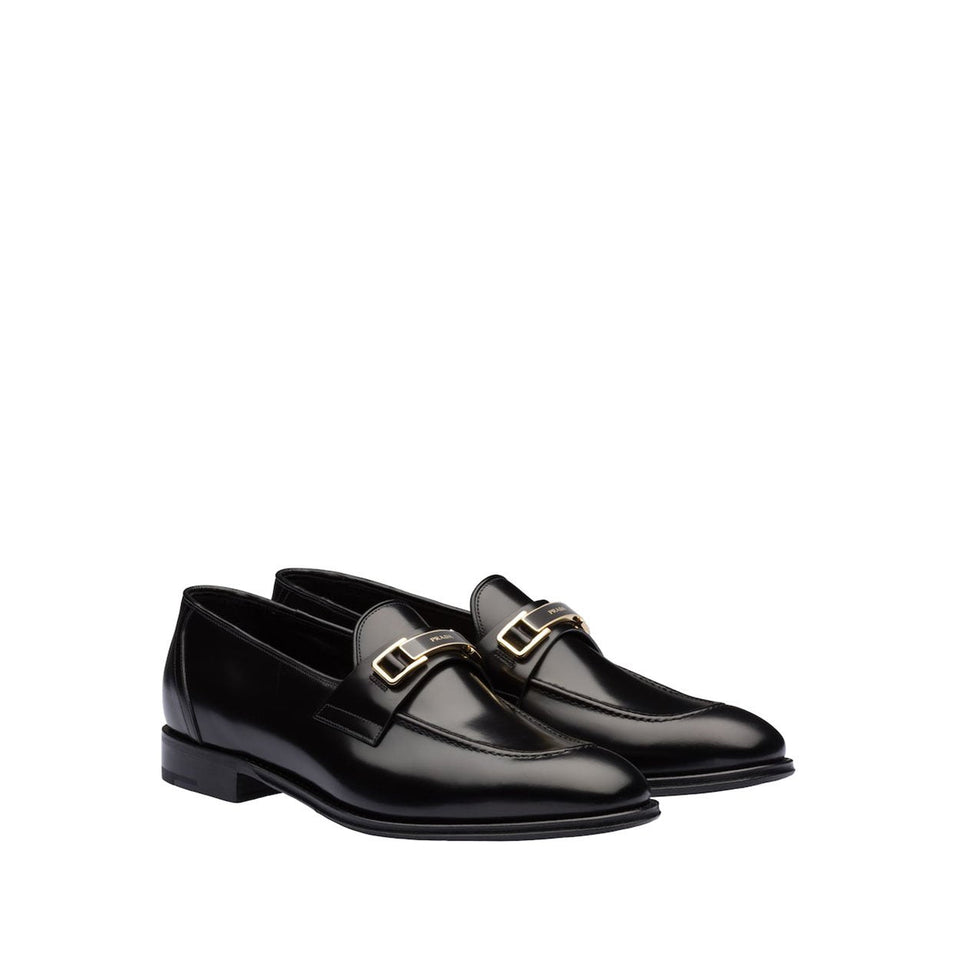 Prada 2DB169-ZJY Men's Shoes Black Calf-Skin Leather Loafers (PRM1003)