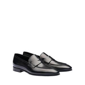 Prada 2DB185-248 Men's Shoes Black Calf-Skin Leather Penny Loafers (PRM1031)