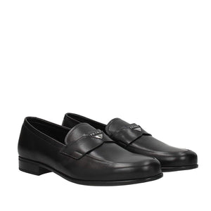 Prada 2DC179-ASK Men's Shoes Black Calf-Skin Leather Penny Loafers (PRM1040)