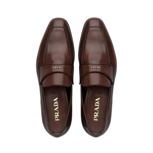 Prada 2DC192-V69 Men's Shoes Brown Calf-Skin Leather Penny Loafers (PRM1021)