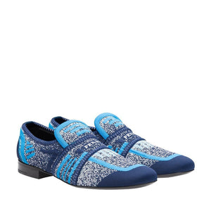 Prada 2DG098-3KK5 Men's Shoes Blue Technical Fabric Penny Loafers (PRM1024)