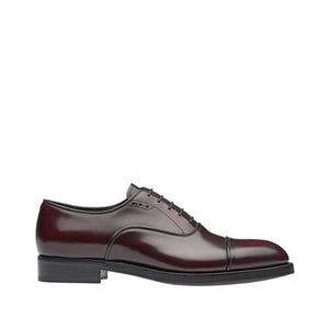 Prada 2EA130-055 Men's Shoes Burgundy Calf-Skin Leather Oxfords (PRM1007)