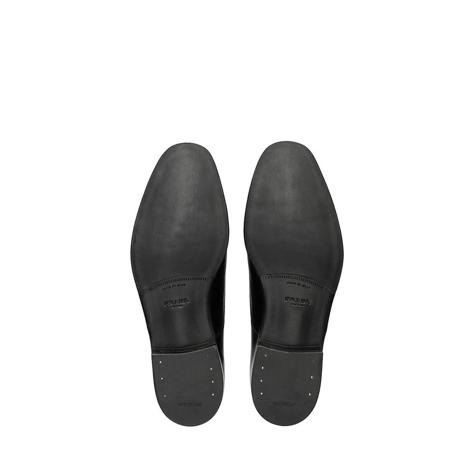 Prada 2EB184-ZJY Men's Shoes Black Polished Calf-Skin Leather Derby Oxfords (PRM1027)