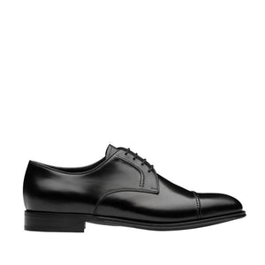 Prada 2EB184-ZJY Men's Shoes Black Polished Calf-Skin Leather Derby Oxfords (PRM1027)