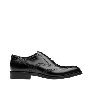 Prada 2EC134-ZJY Men's Shoes Black Polished Calf-Skin Leather Derby Oxfords (PRM1011)