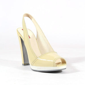 Prada Designer Shoes for Women Cream Patent leather slingback 3K4507 Avorio PRW51