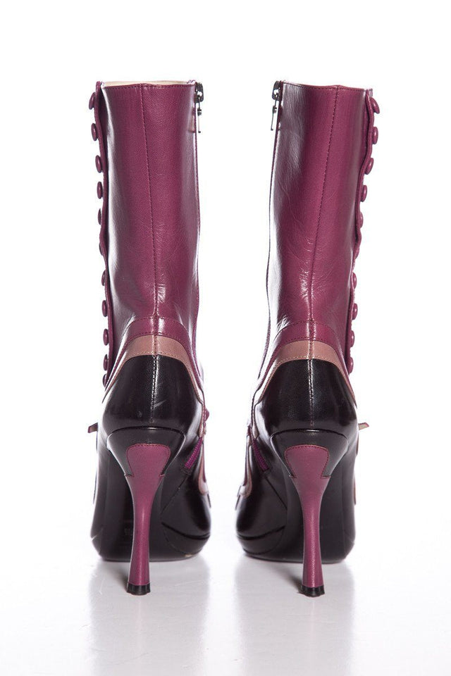 Prada Purple and Black Leather 'Fairy Collection' Mary Jane Boots