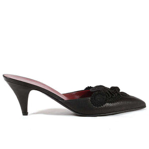 Prada Women Designer Shoes Black Napa Leather Mules 1R6422 (PRW16)