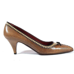 Prada Women's Shoes Natural Beige Nappa Leather Pumps 1I6101 (PRW7)