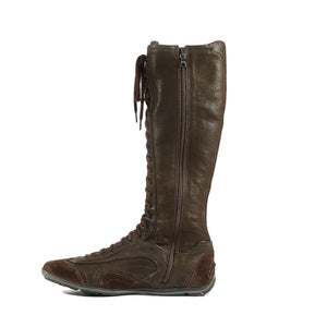Prada Women's Shoes Tall Brown Leather Boots (PRW377)