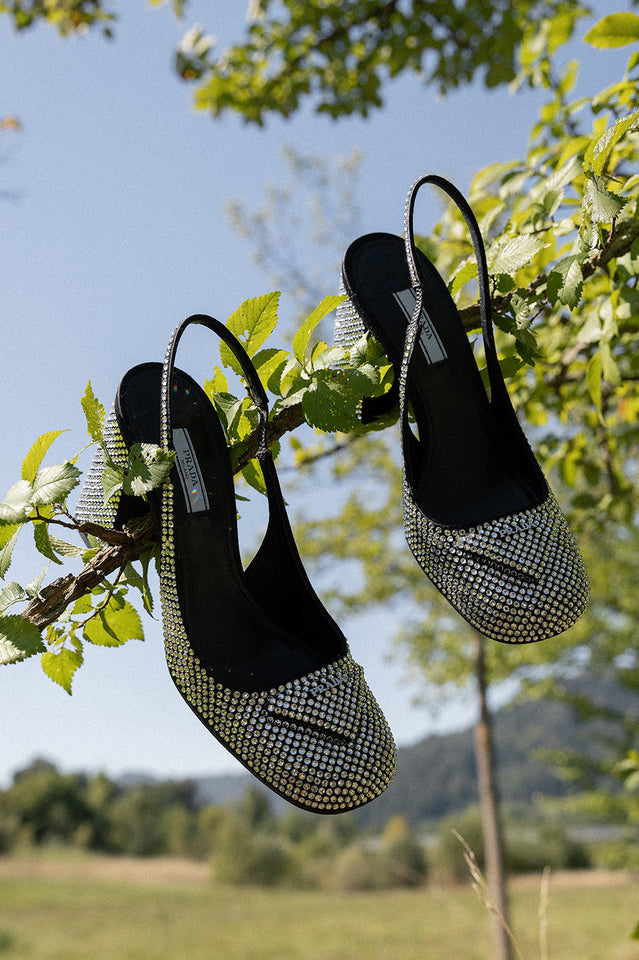 PRADA Slingback Heels with Crystals