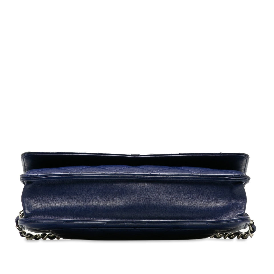Chanel Wallet On Chain Blue Lambskin Silver