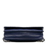 Chanel Wallet On Chain Blue Lambskin Silver