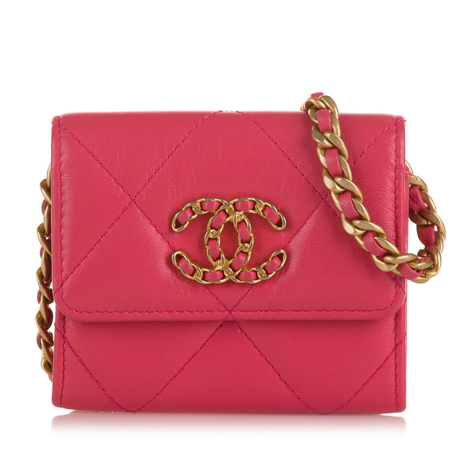 Chanel 19 WoC Pink Chevron Lambskin Gold