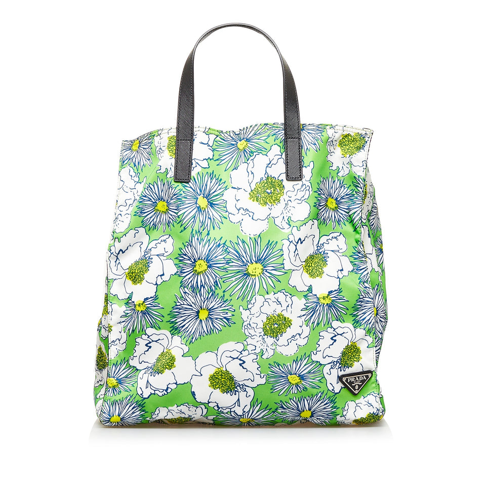 Green Prada Tessuto Stampato Tote