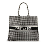 Dior Book Tote Houndstooth Embroidered Bicolor Canvas