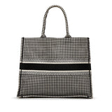 Dior Book Tote Houndstooth Embroidered Bicolor Canvas