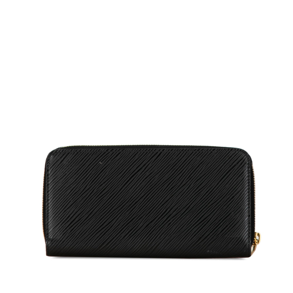 Black Louis Vuitton Epi Love Lock Zippy Long Wallet