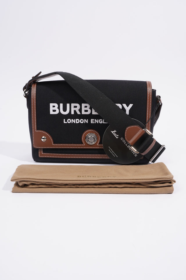 Burberry Horseferry Note Crossbody Black / Brown Cotton Medium